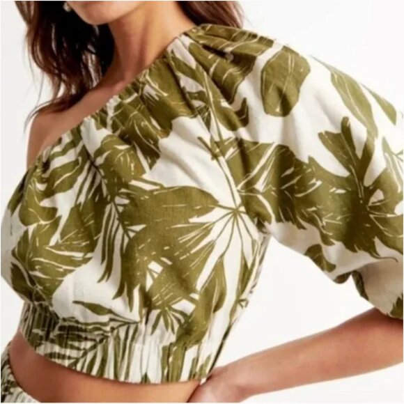 Abercrombie & Fitch Tropical Linen Crop Top Size Small - Picture 3 of 7